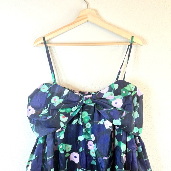 Hutch Bow Navy Multi Floral Babydoll Mini Dress Size Large NWT - Picture 6 of 14